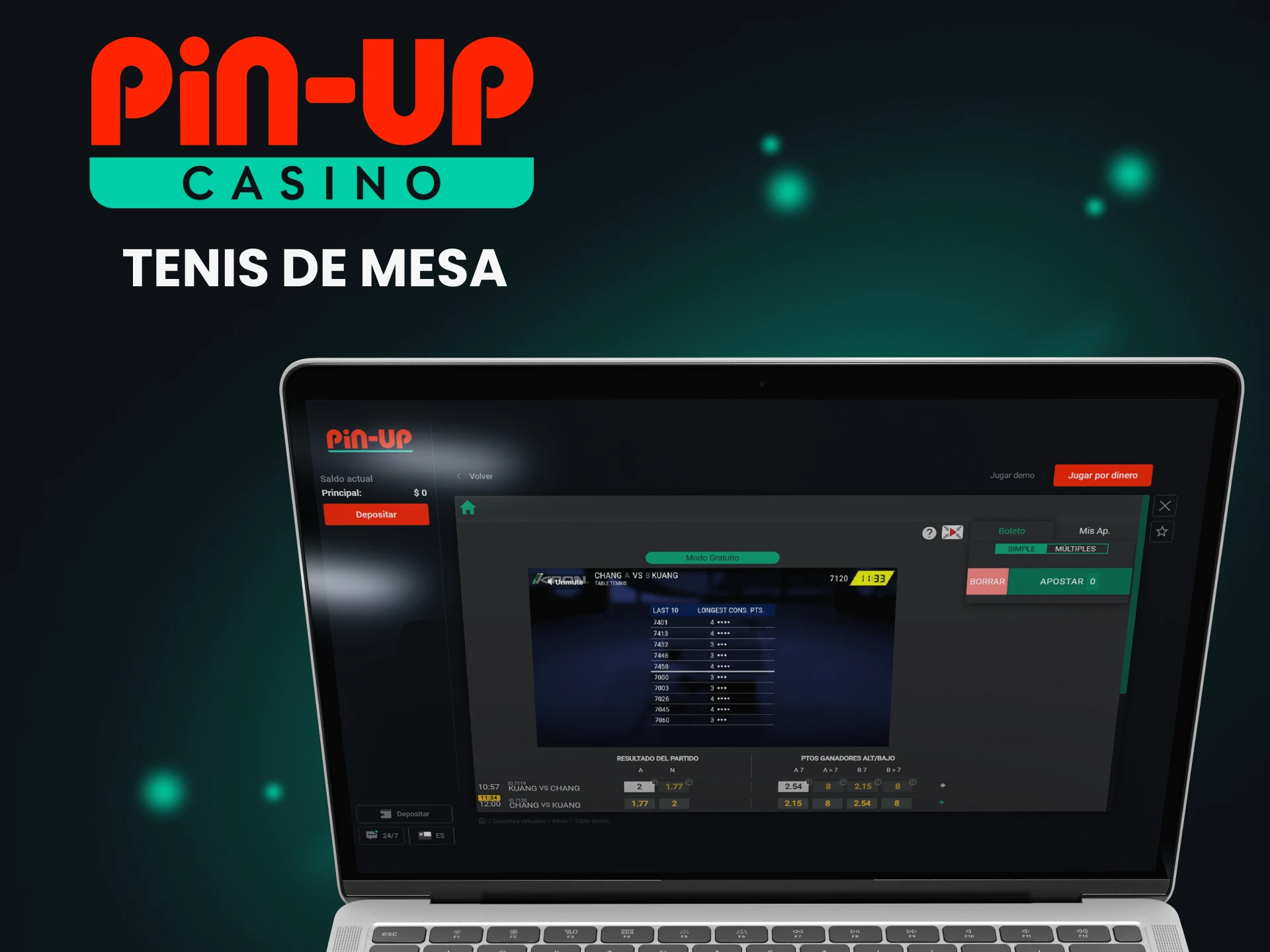 Realice apuestas en deportes virtuales de tenis de mesa de Pin Up.