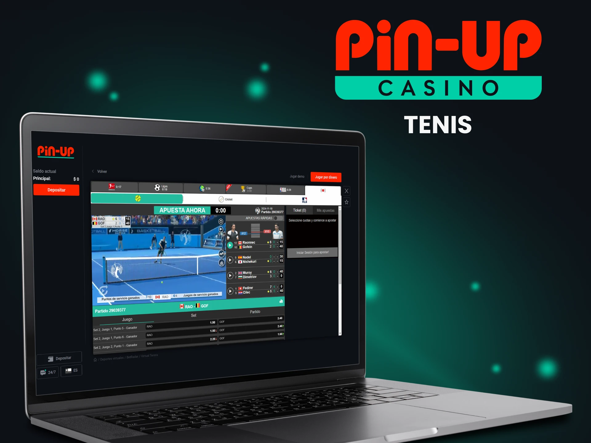 Realice apuestas en deportes virtuales de tenis de Pin Up.