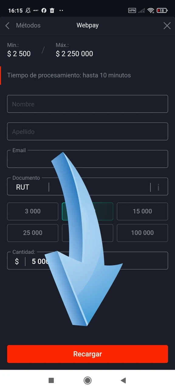 Confirma el depósito y espera a que los fondos se abonen en tu cuenta de Pin Up.