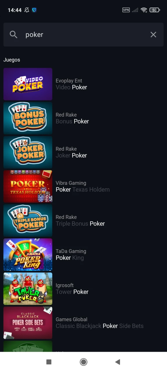 Elige el mejor juego de Poker de Pin Up.