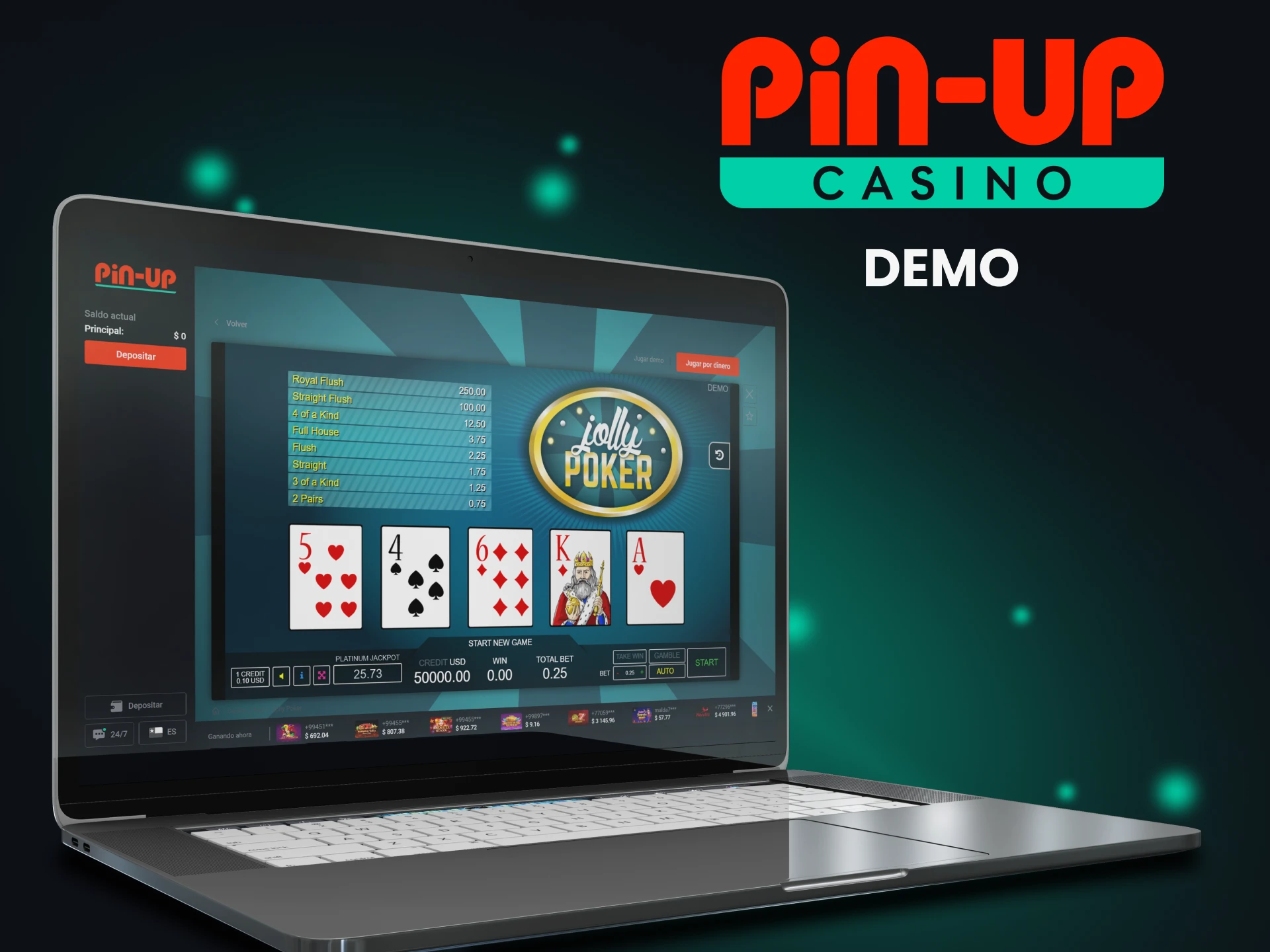 Practica en la versión demo de los juegos de póquer en Pin Up.