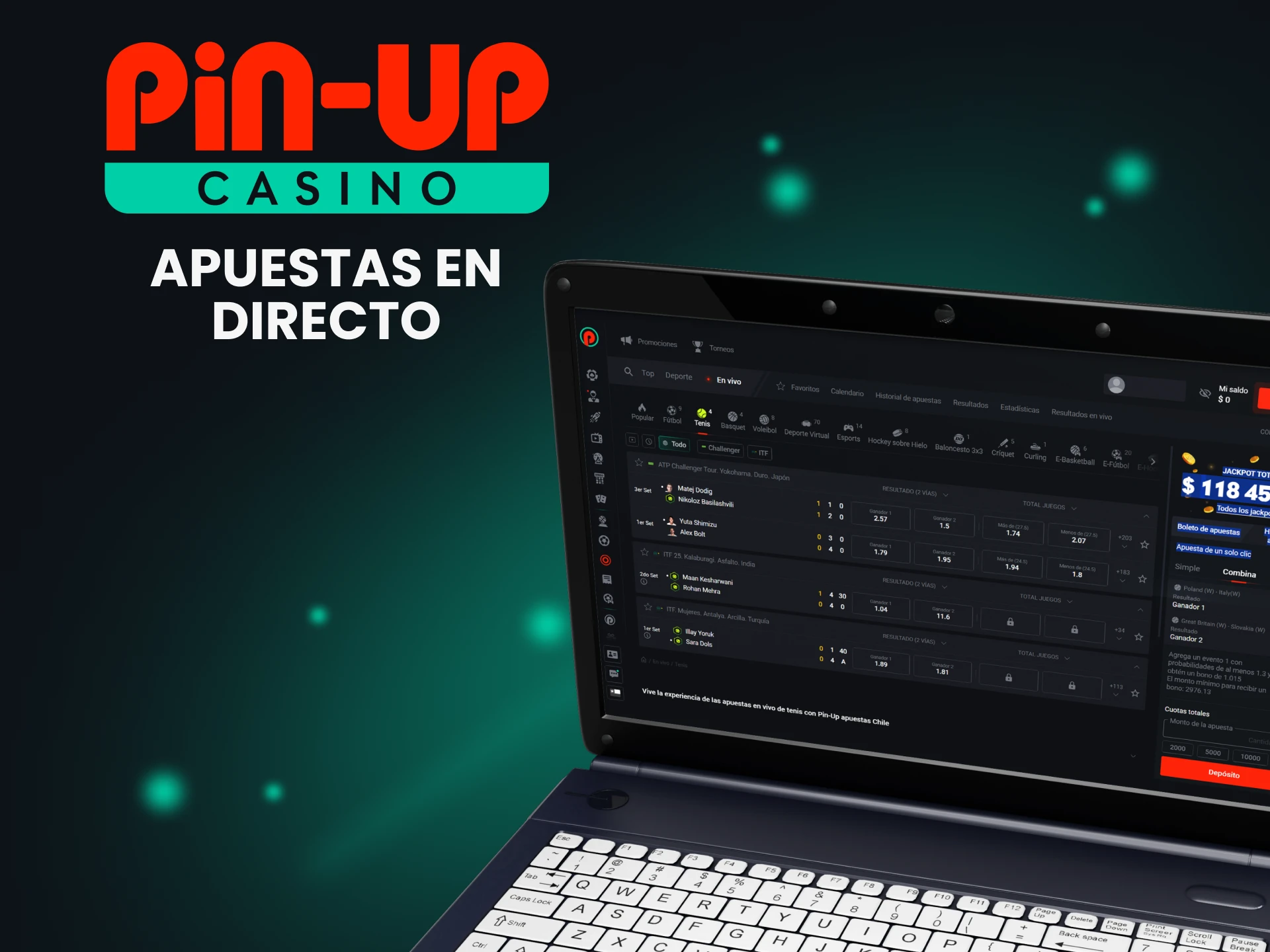 Mira eventos de tenis en vivo para apostar en Pin Up.