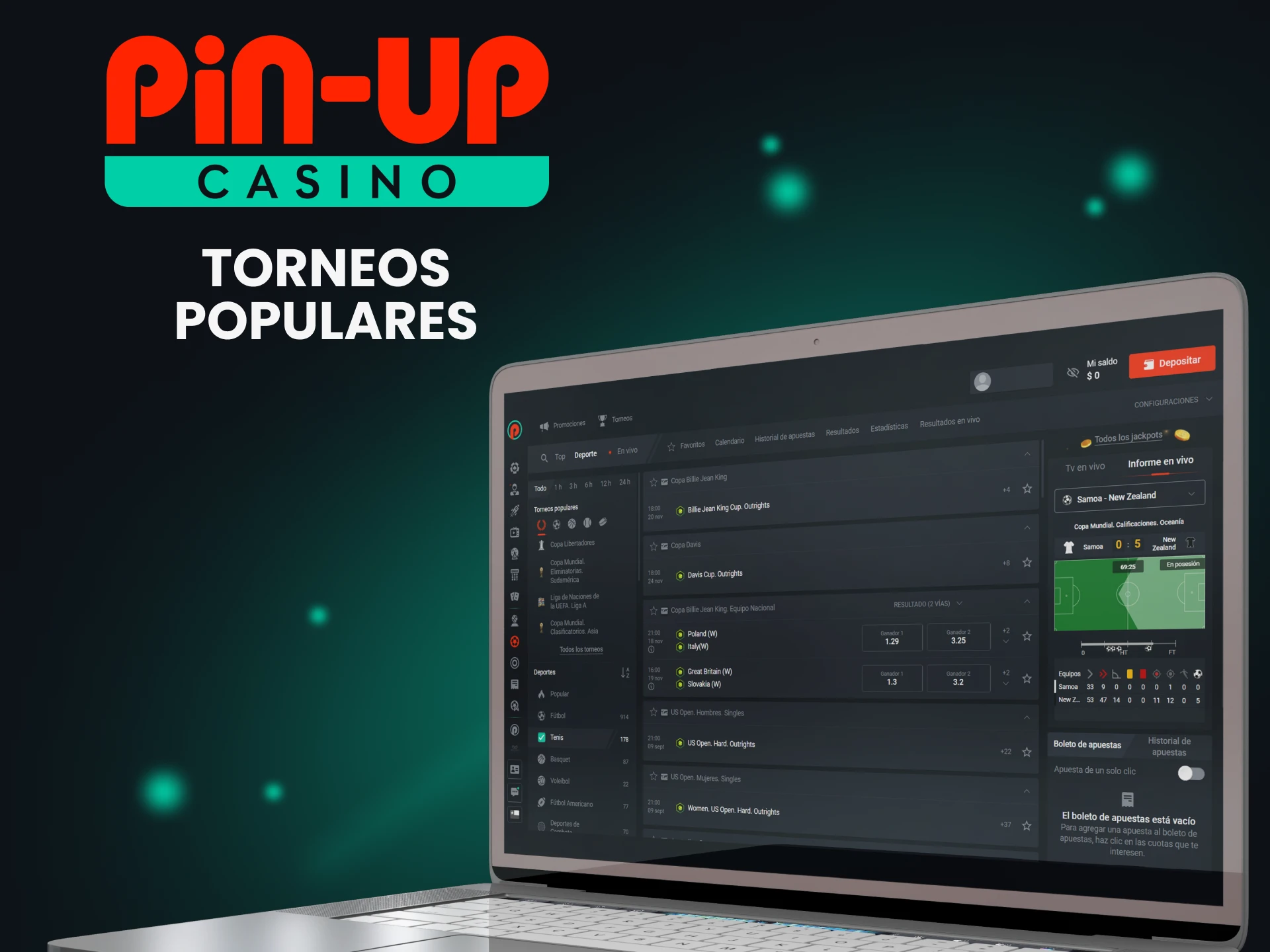 El sitio web Pin Up tiene eventos de tenis populares para apostar.