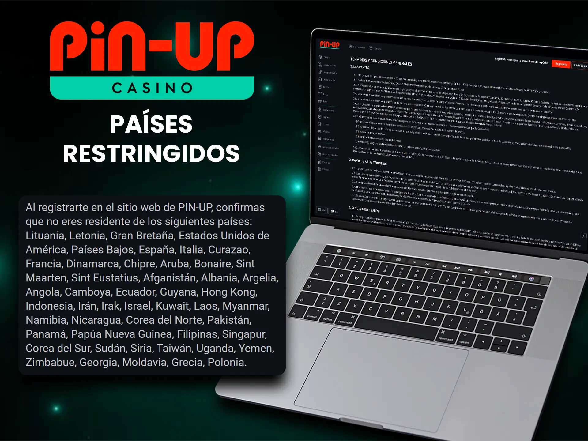 Averigua en qué países Pin Up puede no estar disponible debido a diversas restricciones.