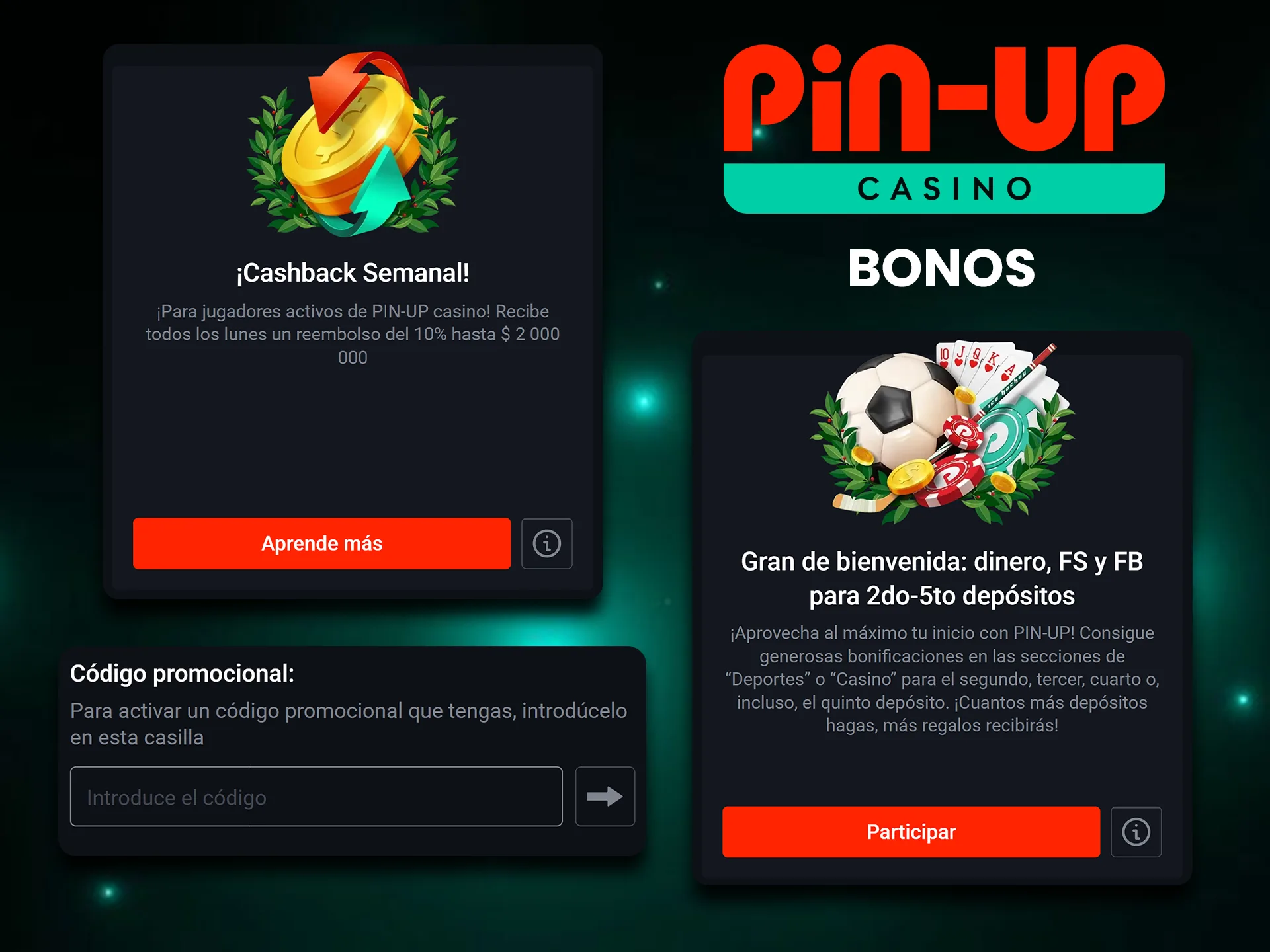 Aprovecha los bonos Pin-Up para jugar al casino en vivo.