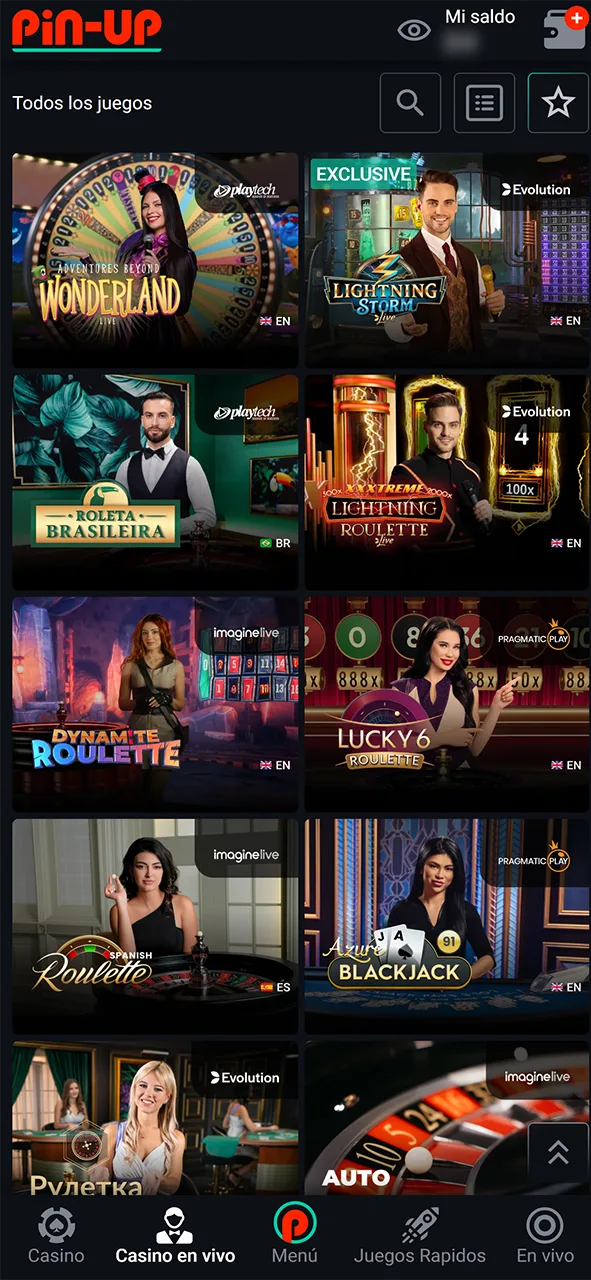Aventúrate en el mundo del casino en vivo Pin-Up.
