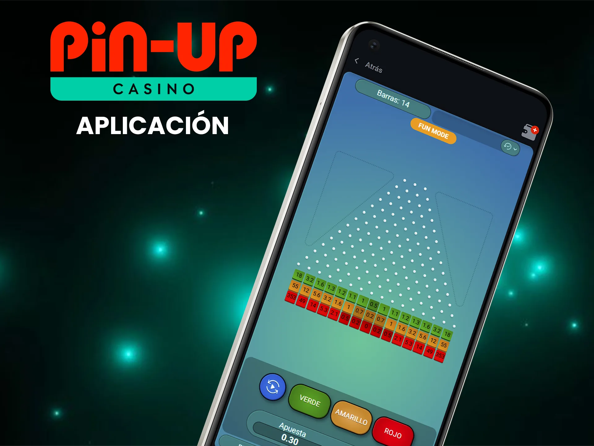 Descarga la aplicación Pin-Up para jugar al Plinko.