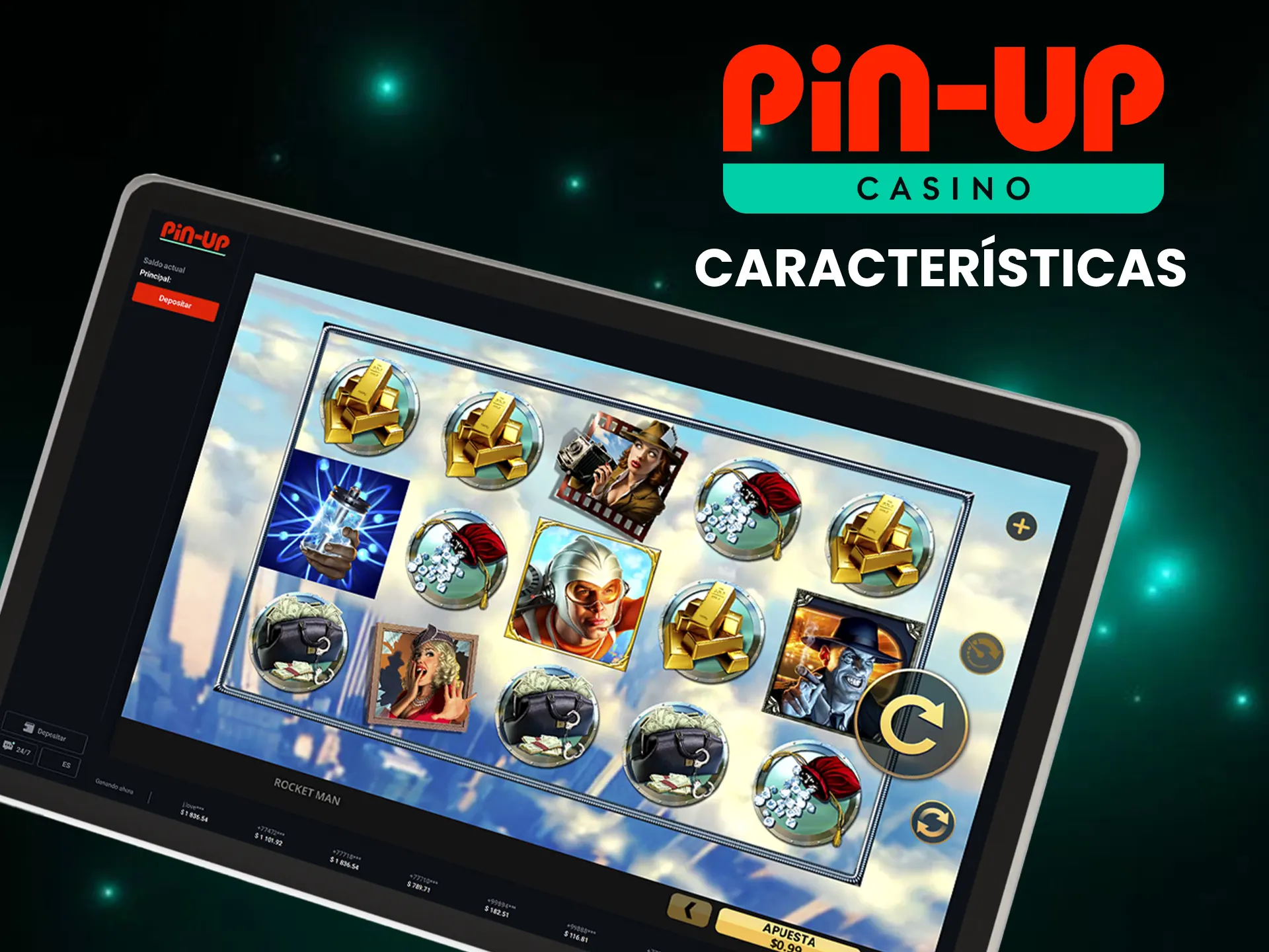 Más información sobre las características del juego Rocketman en Pin-Up.