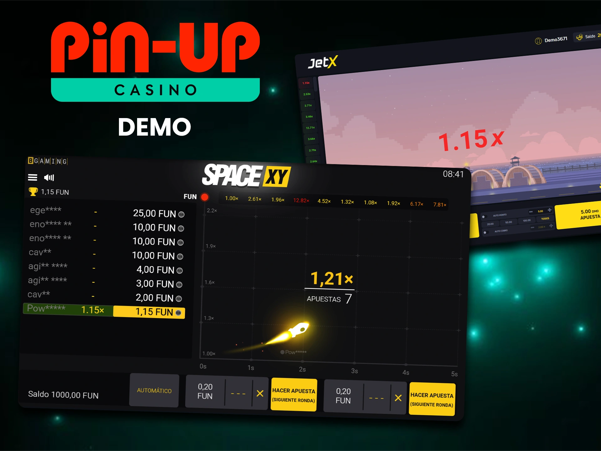 Pin-Up ofrece modos demo de los juegos Crash.