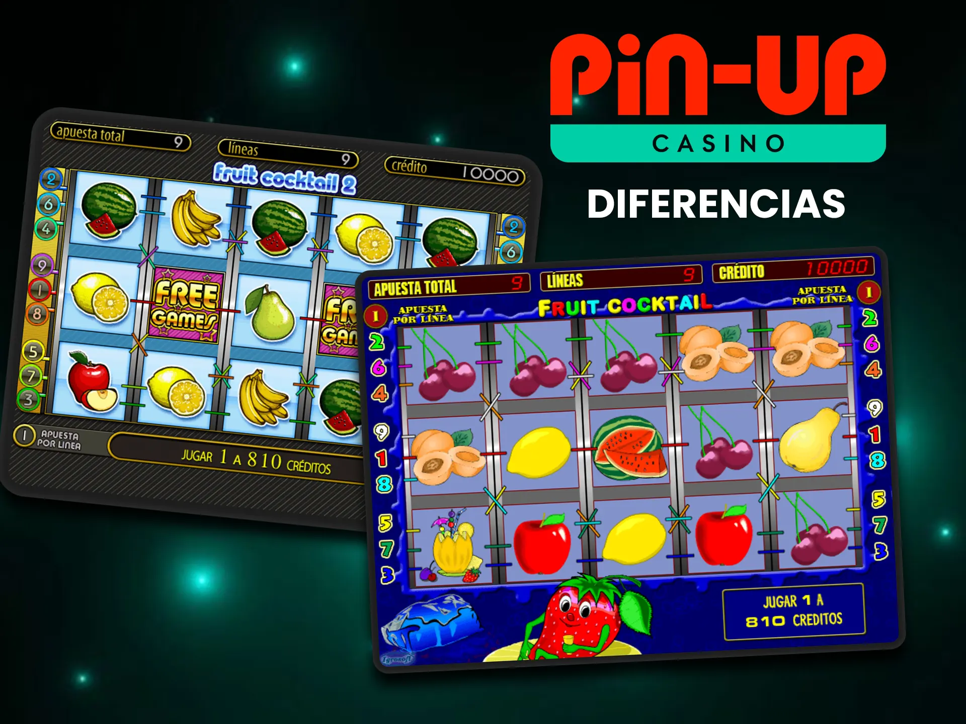 Descubre las diferencias entre los juegos Fruit Cocktail en Pin-Up.