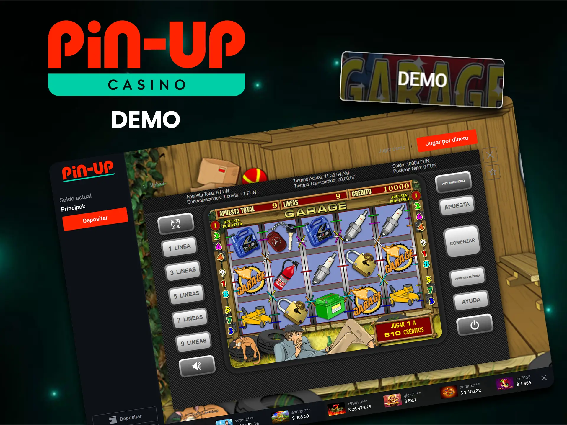 Perfecciona tus habilidades en el modo demo Garage en Pin-Up.