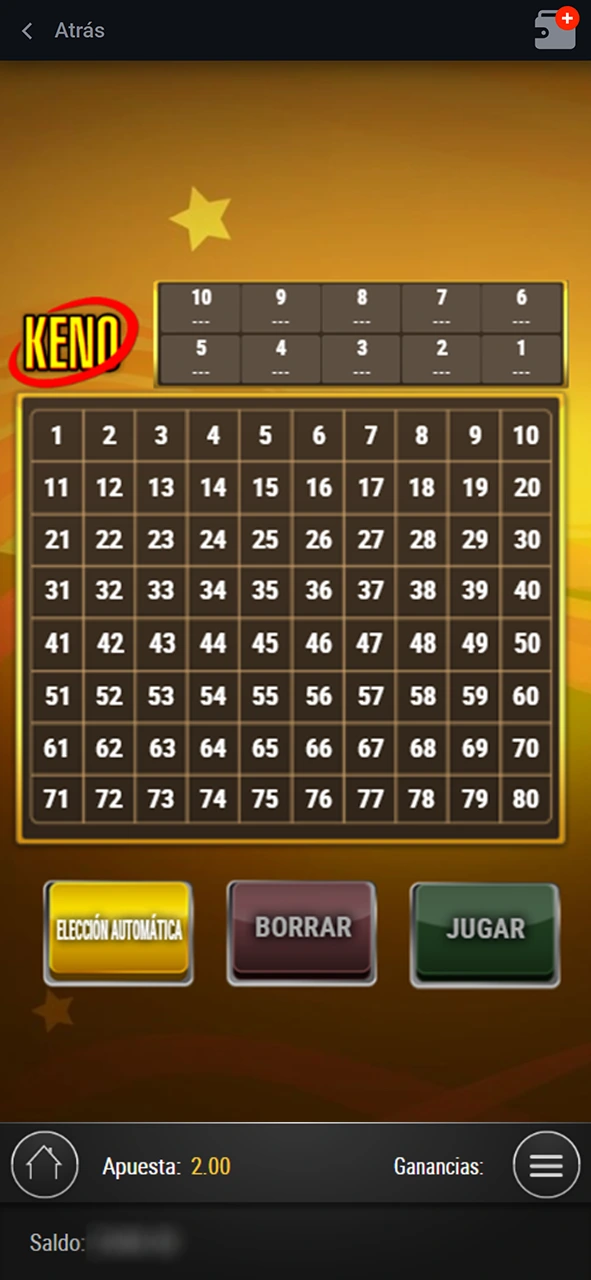 Empieza a jugar al Keno en Pin-Up.