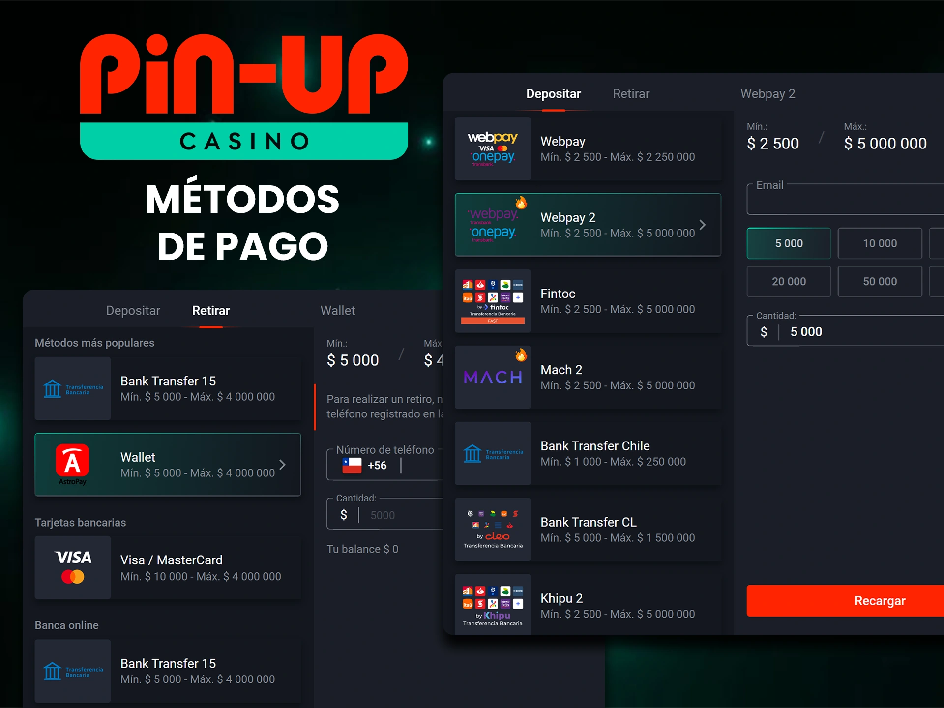 Pin-Up dispone de una gran variedad de sistemas de pago para retirar tus ganancias en el juego Keno.