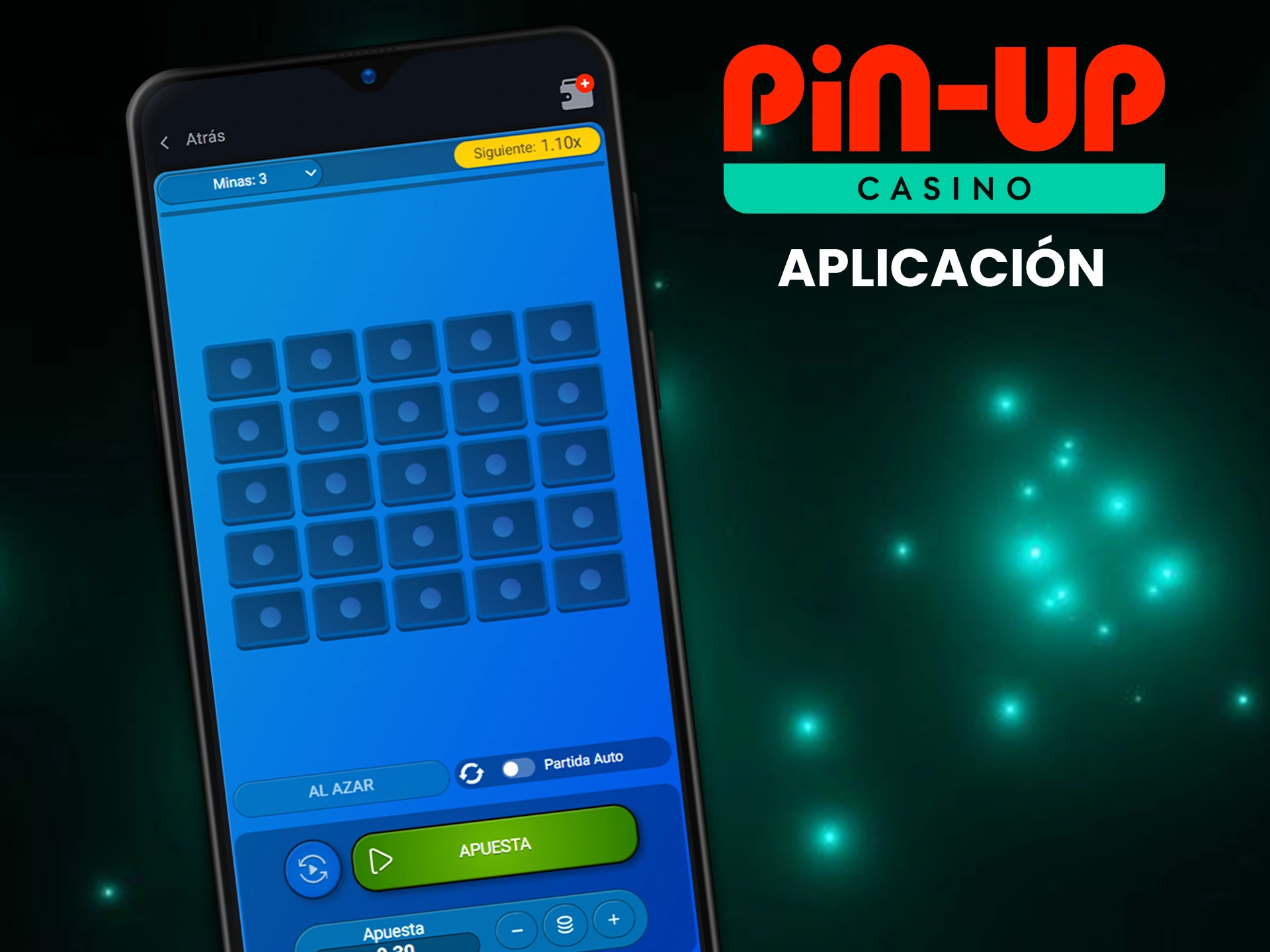 El juego Mines está disponible en la aplicación Pin-Up.