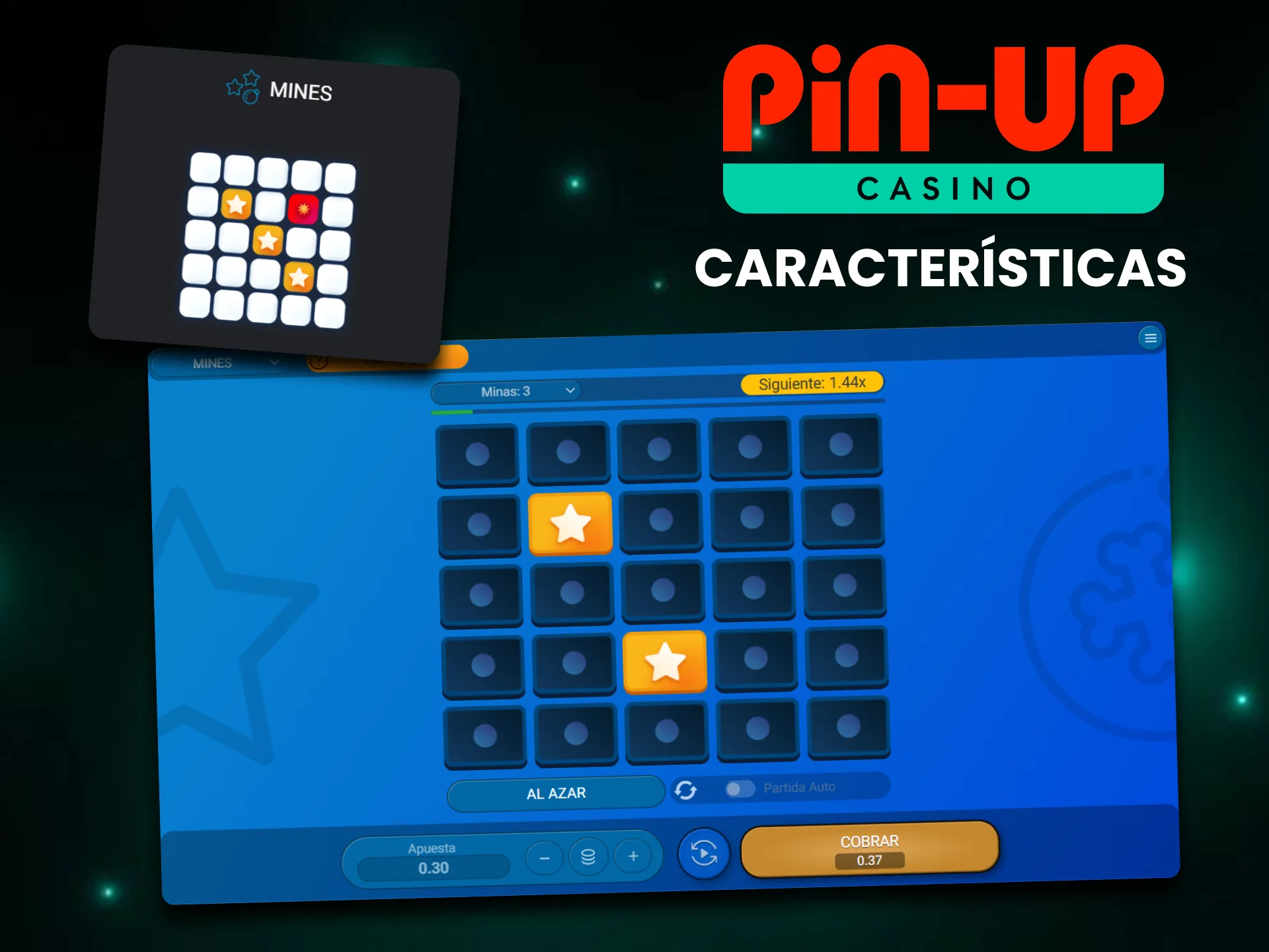 Descubre las funciones del juego Mines en Pin-Up.