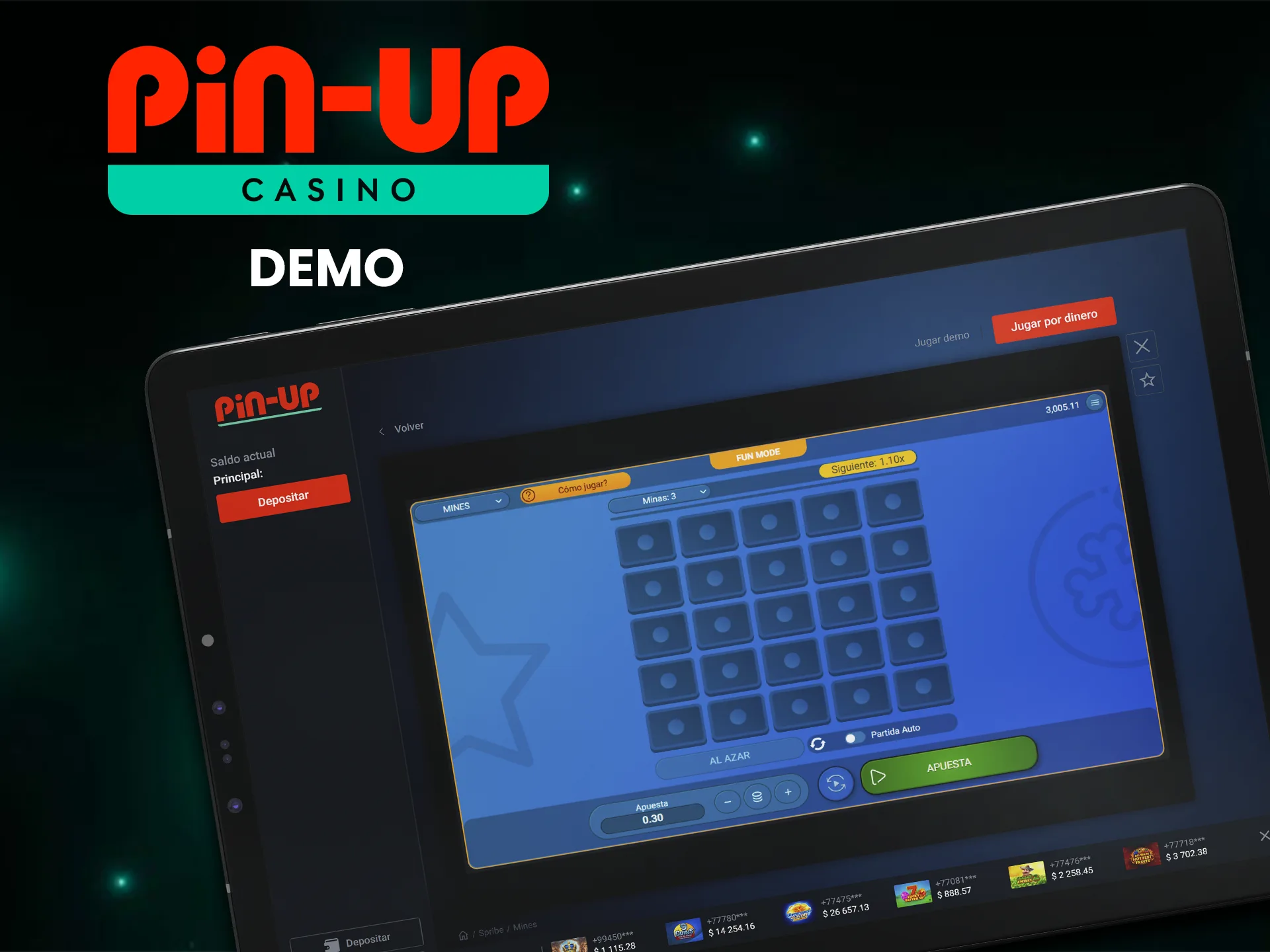 Juega al modo demo de Mines en Pin-Up para divertirte.