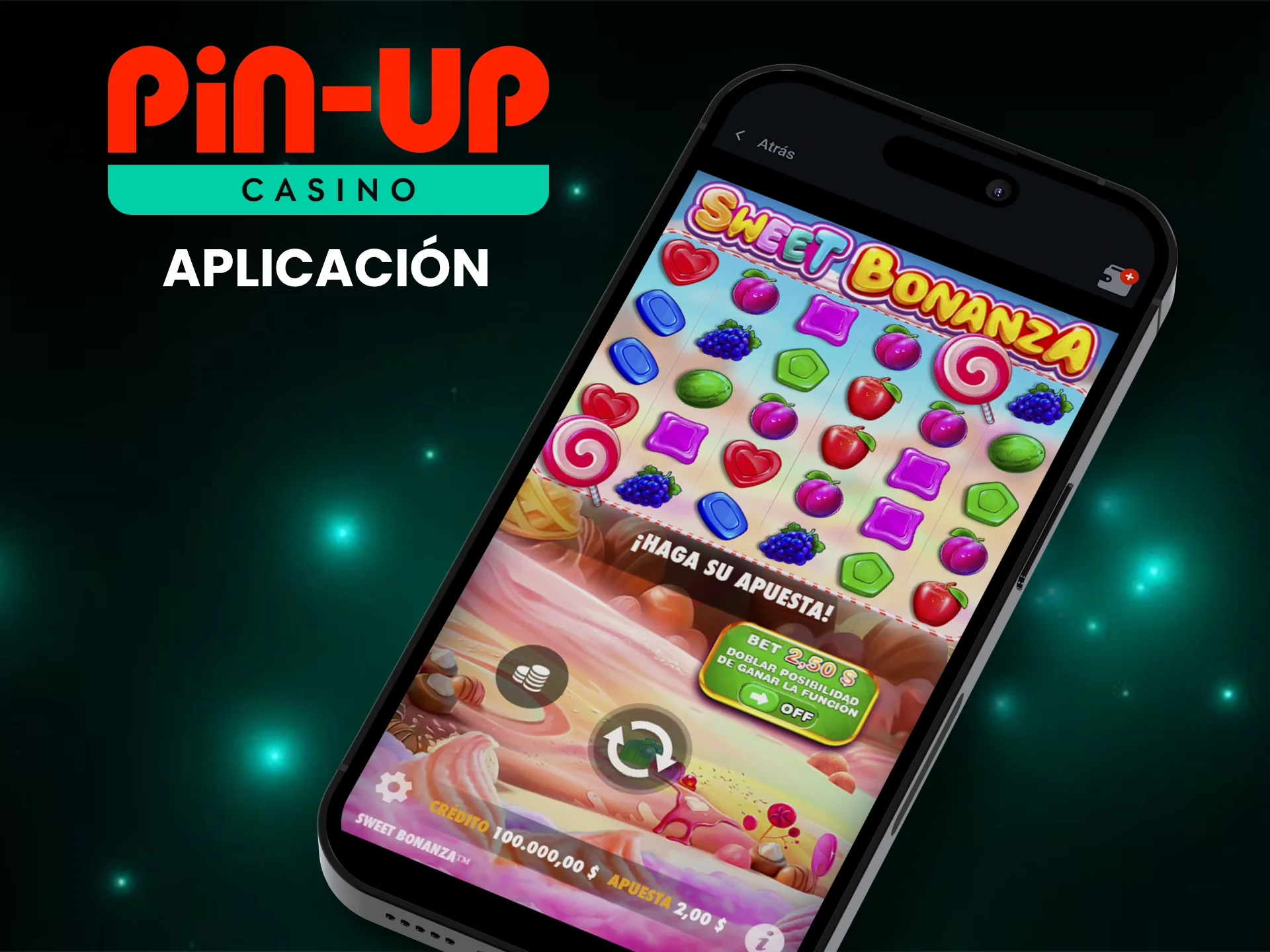 Utiliza la cómoda aplicación móvil Pin-Up para jugar a Sweet Bonanza.