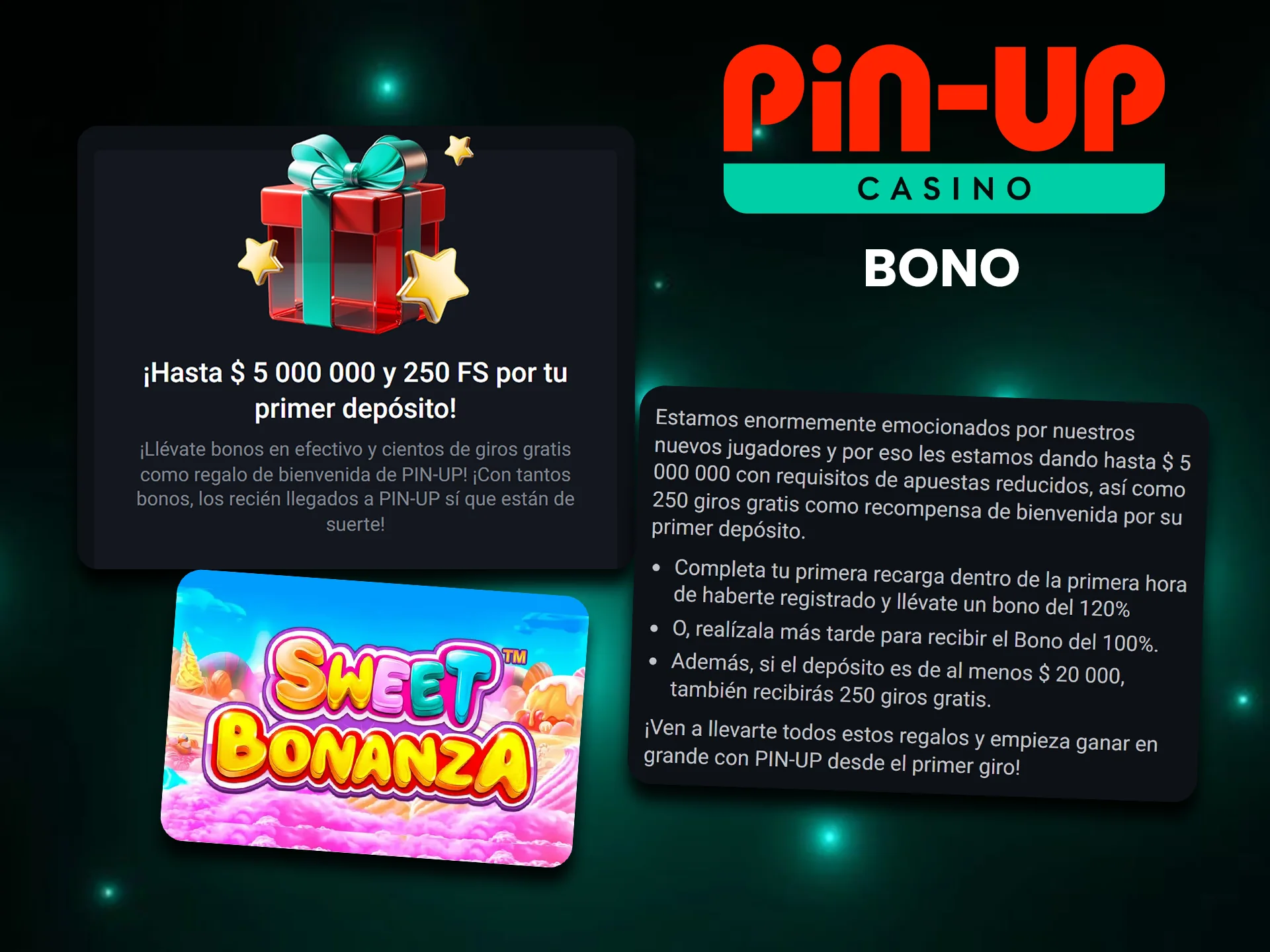 No pierdas la oportunidad de conseguir el bono Pin-Up para jugar a Sweet Bonanza.
