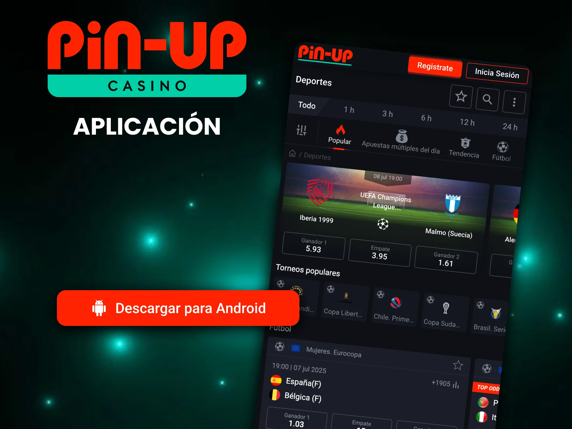 Acceda a las apuestas deportivas Pin-Up desde su dispositivo móvil.