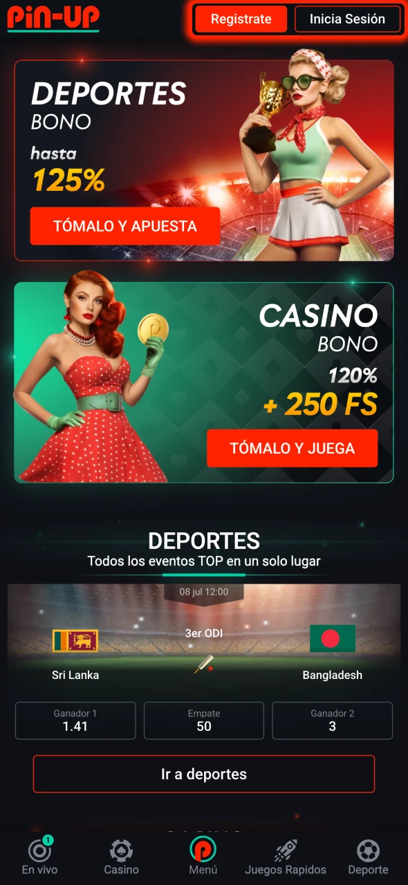 Accede a tu cuenta Pin-Up con tus datos de acceso.