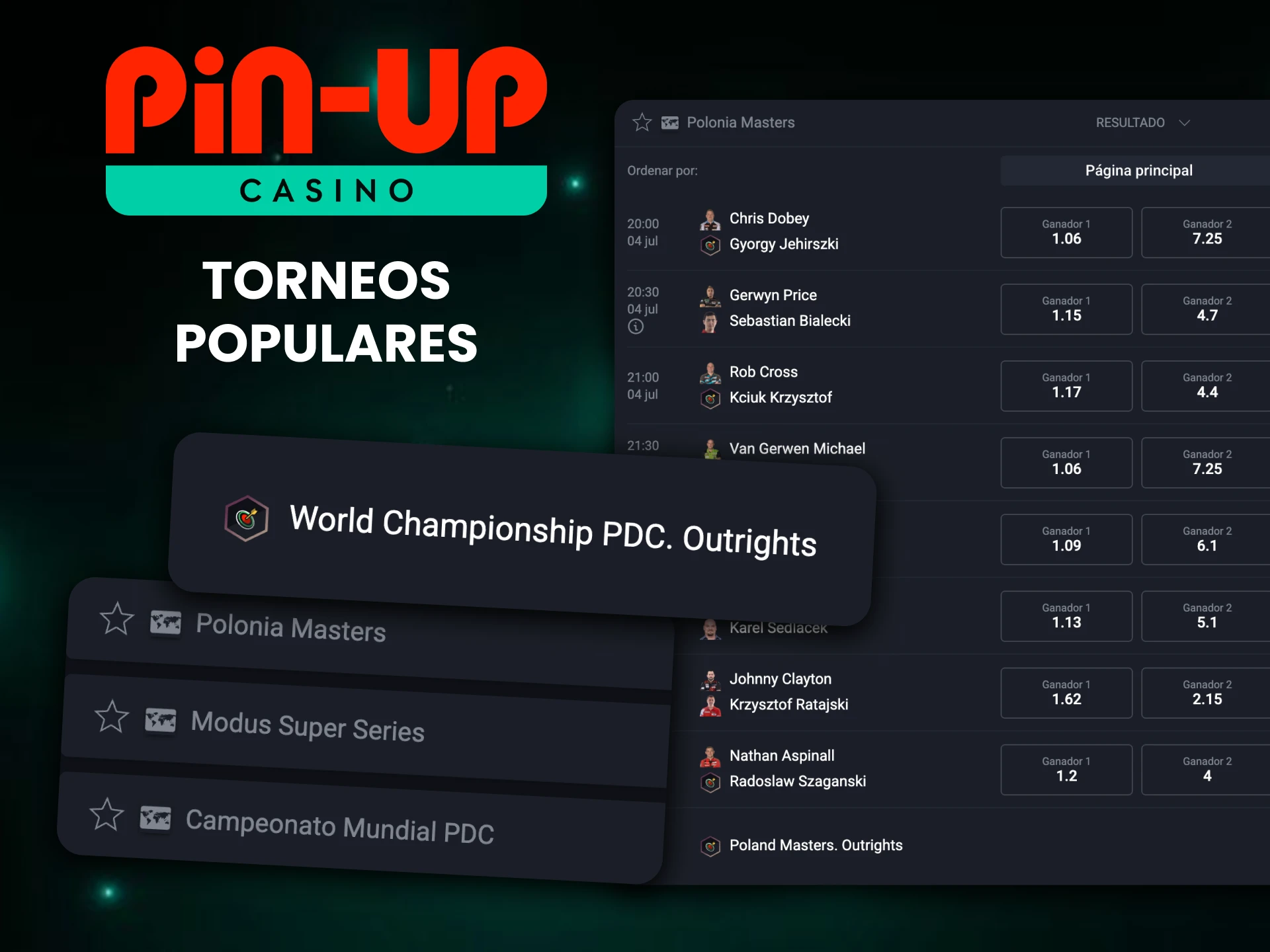 Participa en los torneos de dardos más populares en Pin-Up.