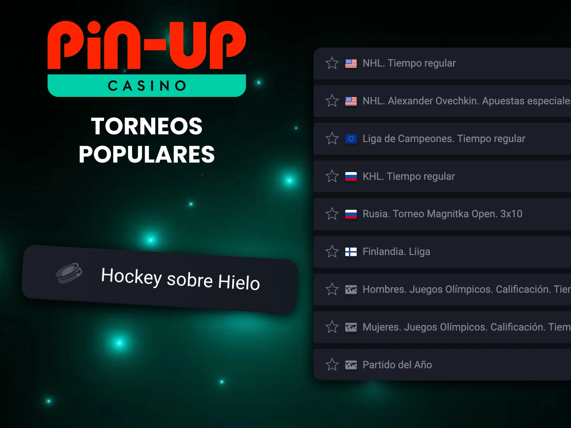 Pin-Up ofrece la oportunidad de apostar en hockey sobre hielo.