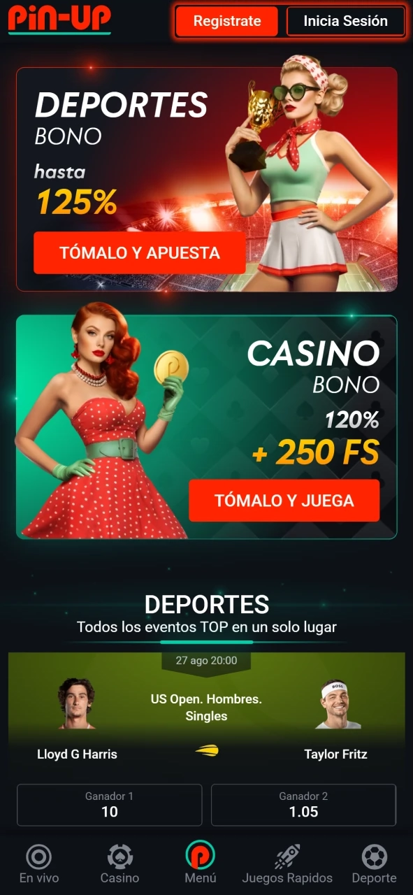 Complete el proceso de registro en Pin-Up o inicie sesión en su cuenta.