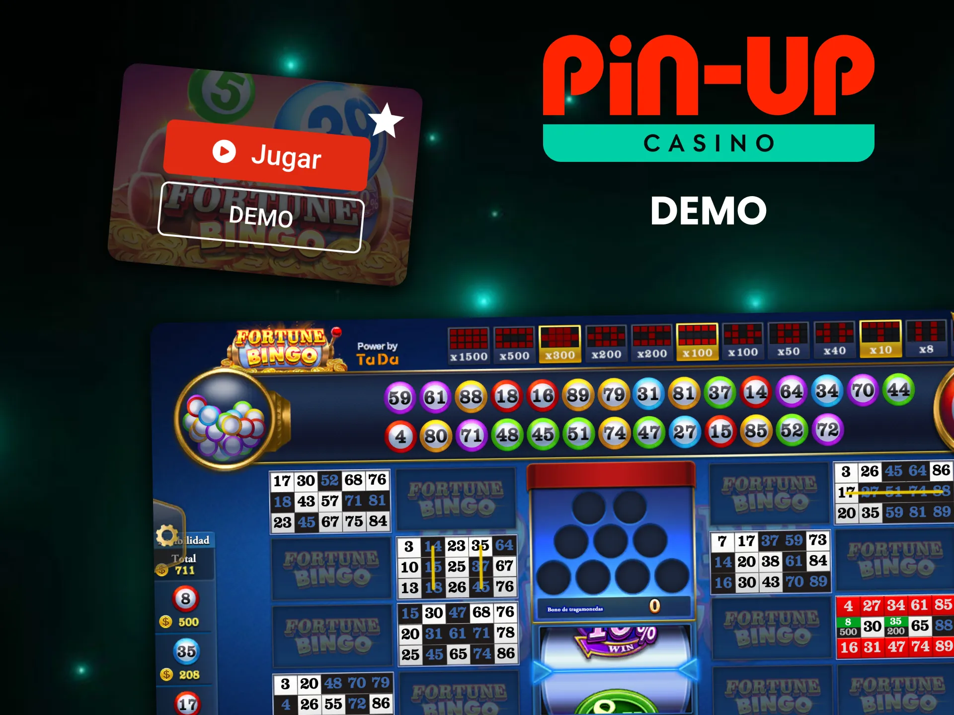 Practica la versión demo de los juegos de bingo en Pin Up.