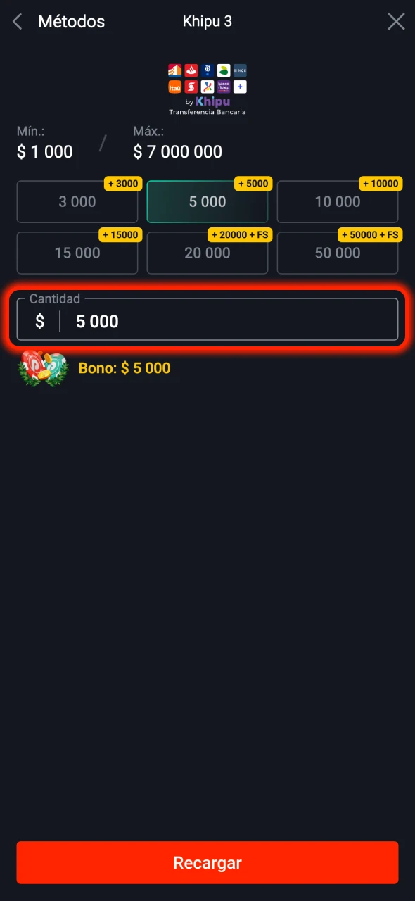 Cargue su saldo en la sección de depósitos de Pin-Up.