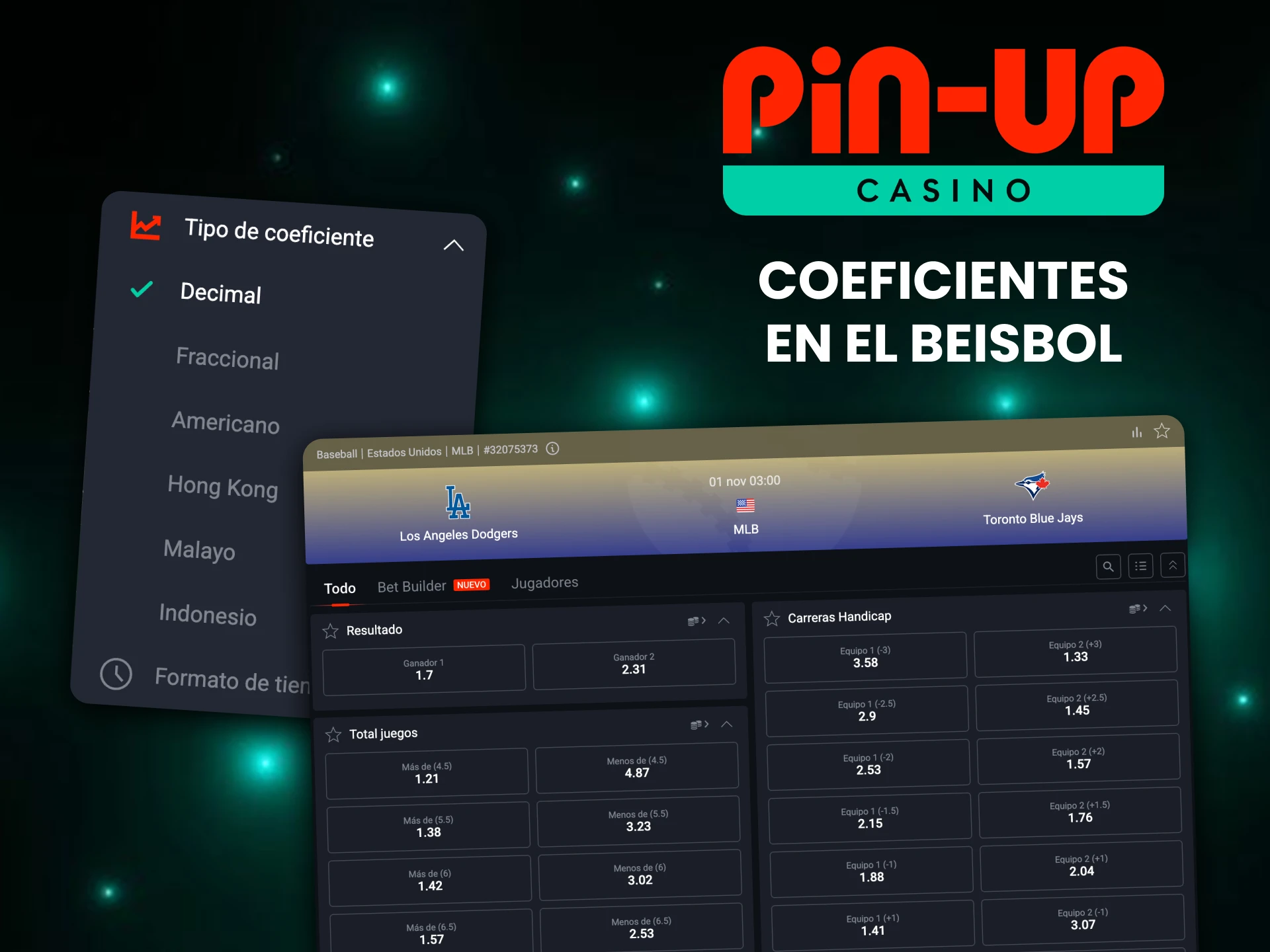 Las cuotas de béisbol Pin-Up reflejan la probabilidad de éxito.