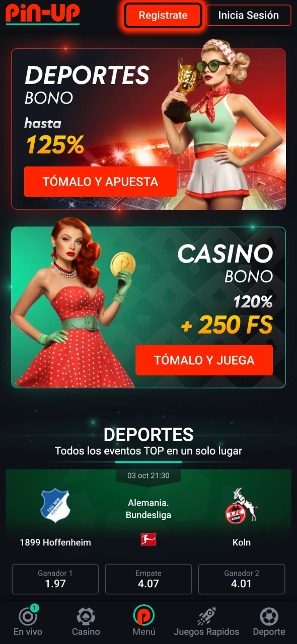 Crea una cuenta en el sitio web oficial de Pin-Up.
