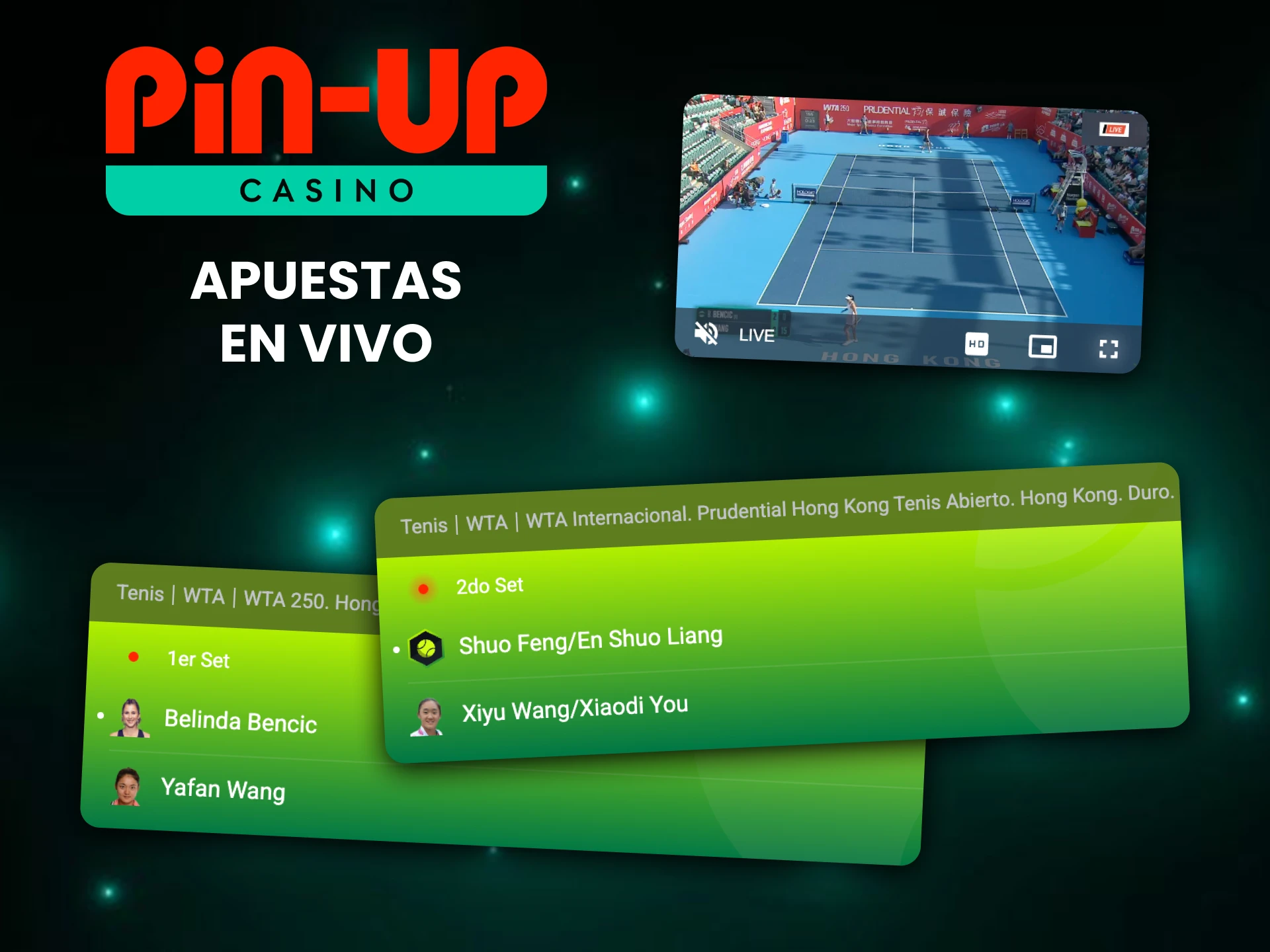 Mira eventos de tenis en vivo para apostar en Pin Up.