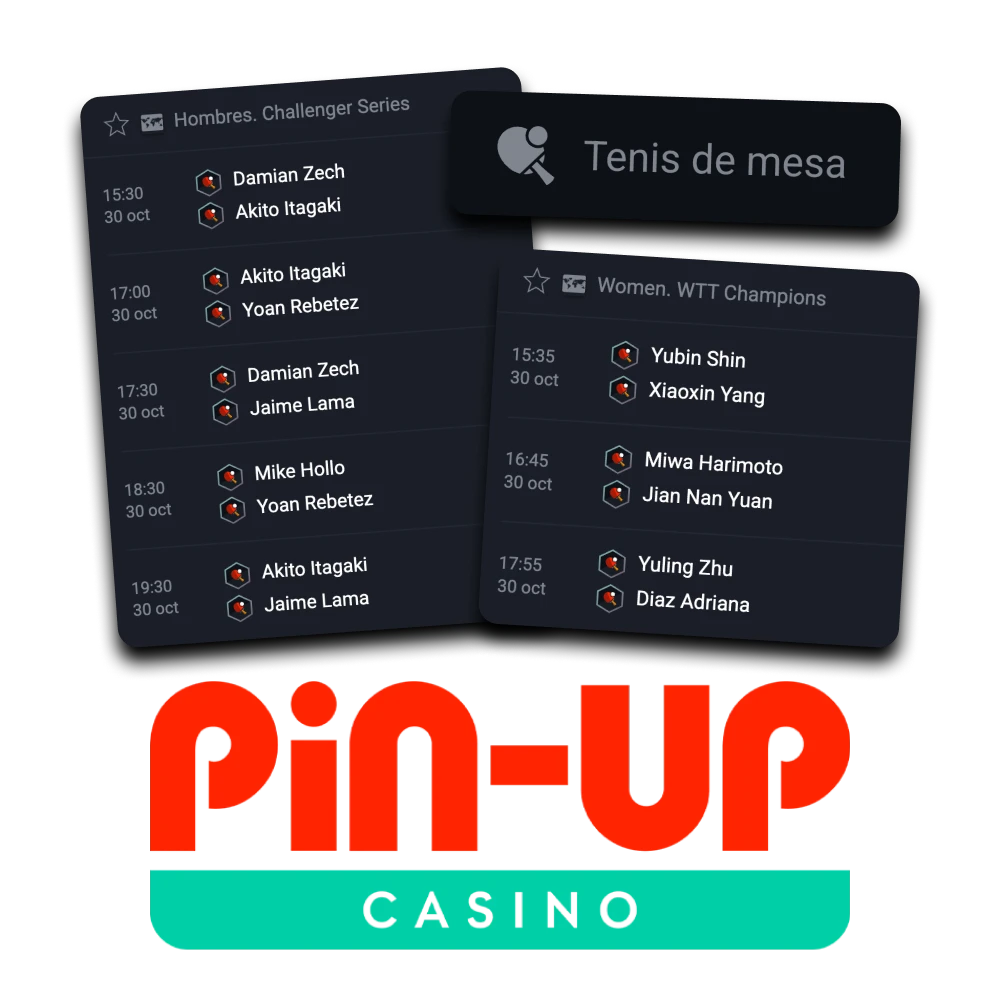 Pin Up es una de las principales plataformas de apuestas de tenis de mesa.